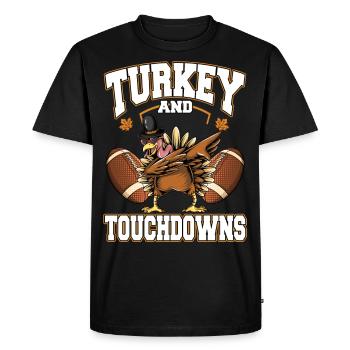 Thanksgiving Turkey And Touchdowns Football - Men's Premium Organic T-Shirt - black - Front - Nico (187cm)