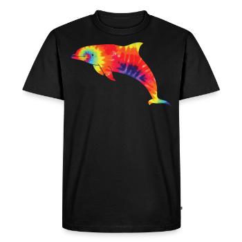 Dolphin Tie Dye - Men's Premium Organic T-Shirt - black - Front - Nico (187cm)