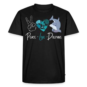 Dauphin Paix Amour Dauphin - T-shirt Premium bio Homme - noir - Devant - Nico (187cm)