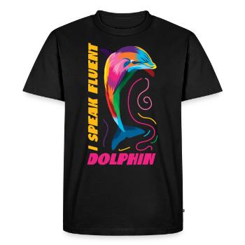 Dauphin Je parle couramment Dauphin - T-shirt Premium bio Homme - noir - Devant - Nico (187cm)