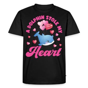 Dauphin Saint Valentin Un Dauphin - T-shirt Premium bio Homme - noir - Devant - Nico (187cm)