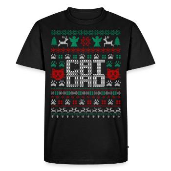 Papa chat de Noël laid - T-shirt Premium bio Homme - noir - Devant - Nico (187cm)