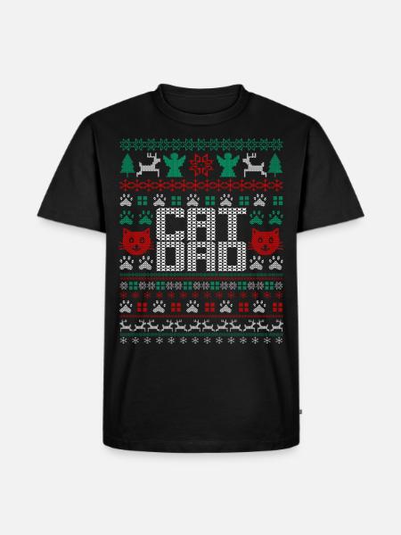 Papa chat de Noël laid - T-shirt Premium bio Homme - noir