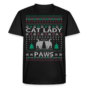 Dame chat de Noël - T-shirt Premium bio Homme - noir - Devant - Nico (187cm)