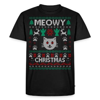 Dame chat de Noël - T-shirt Premium bio Homme - noir - Devant - Nico (187cm)