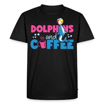 Dolphin Coffee Dolphins And Coffee - Men's Premium Organic T-Shirt - black - Front - Nico (187cm)