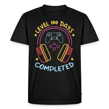 Niveau 100 jours terminés - 100 jours d’école - T-shirt Premium bio Homme - noir - Devant - Nico (187cm)