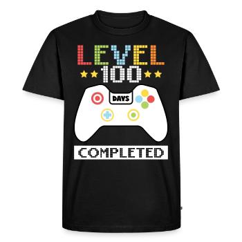 Niveau 100 jours terminés - 100 jours d’école - T-shirt Premium bio Homme - noir - Devant - Nico (187cm)