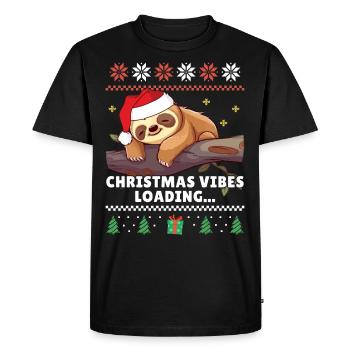 Christmas Vibes Loading - Sloth Ugly Christmas - Men's Premium Organic T-Shirt - black - Front - Nico (187cm)