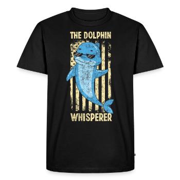 Dolphin American Flag The Dolphin - Men's Premium Organic T-Shirt - black - Front - Nico (187cm)