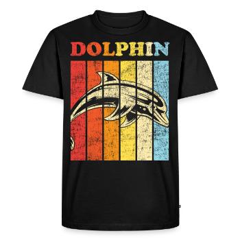 Dolphin Retro Vintage Dolphin - Men's Premium Organic T-Shirt - black - Front - Nico (187cm)