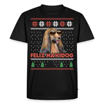 Cool Afghan Hound Dog Feliz Navidog Noël moche - T-shirt Premium bio Homme - noir - Devant - Nico (187cm)