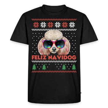 Caniche Cool Chien Noël Feliz Navidog Noël laid - T-shirt Premium bio Homme - noir - Devant - Nico (187cm)