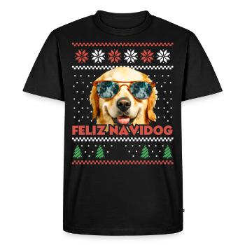 Golden Retriever Chien Feliz Navidog Noël moche - T-shirt Premium bio Homme - noir - Devant - Nico (187cm)