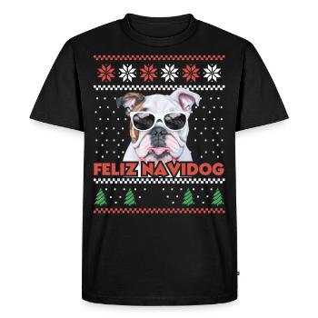 Cool Bulldog Chien Feliz Navidog Noël moche - T-shirt Premium bio Homme - noir - Devant - Nico (187cm)