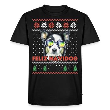 Border Collie Chien Feliz Navidog Noël moche - T-shirt Premium bio Homme - noir - Devant - Nico (187cm)