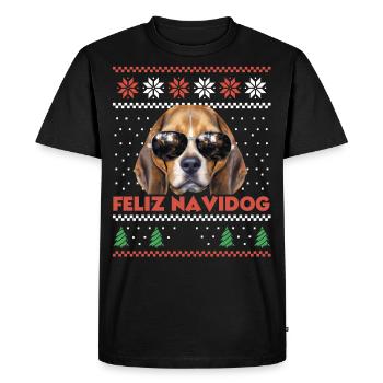Cool Beagle Chien Noël Feliz Navidog Noël moche - T-shirt Premium bio Homme - noir - Devant - Nico (187cm)