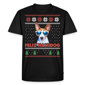 Cool Basenji Chien Noël Feliz Navidog Laid Noël - T-shirt Premium bio Homme - noir - Devant - Nico (187cm)