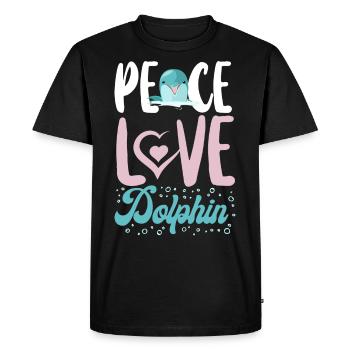 Dolphin Peace Love Dolphin - Men's Premium Organic T-Shirt - black - Front - Nico (187cm)