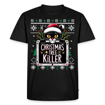 Meowy Tree Killer Chat Pyjama PJ Laid Drôle Noël - T-shirt Premium bio Homme - noir - Devant - Nico (187cm)