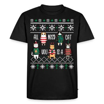 Tout ce dont vous avez besoin est un pyjama de chat PJ Ugly Drôle Noël - T-shirt Premium bio Homme - noir - Devant - Nico (187cm)