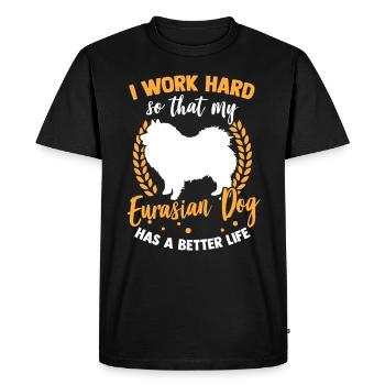 Je travaille pour mon Eurasier - T-shirt Premium bio Homme - noir - Devant - Nico (187cm)