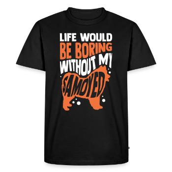 Boring without Samoyed Samoyed Spitz - Men's Premium Organic T-Shirt - black - Front - Nico (187cm)