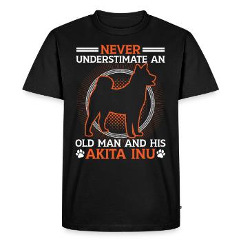 Vieil homme avec Akita Inu Akita Inu japonais - T-shirt Premium bio Homme - noir - Devant - Nico (187cm)