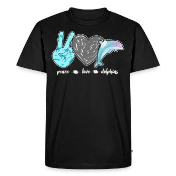 Dolphin Peace Love Dolphin - Men's Premium Organic T-Shirt - black - Front - Nico (187cm)