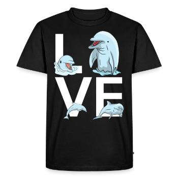 Dolphin Love - Men's Premium Organic T-Shirt - black - Front - Nico (187cm)