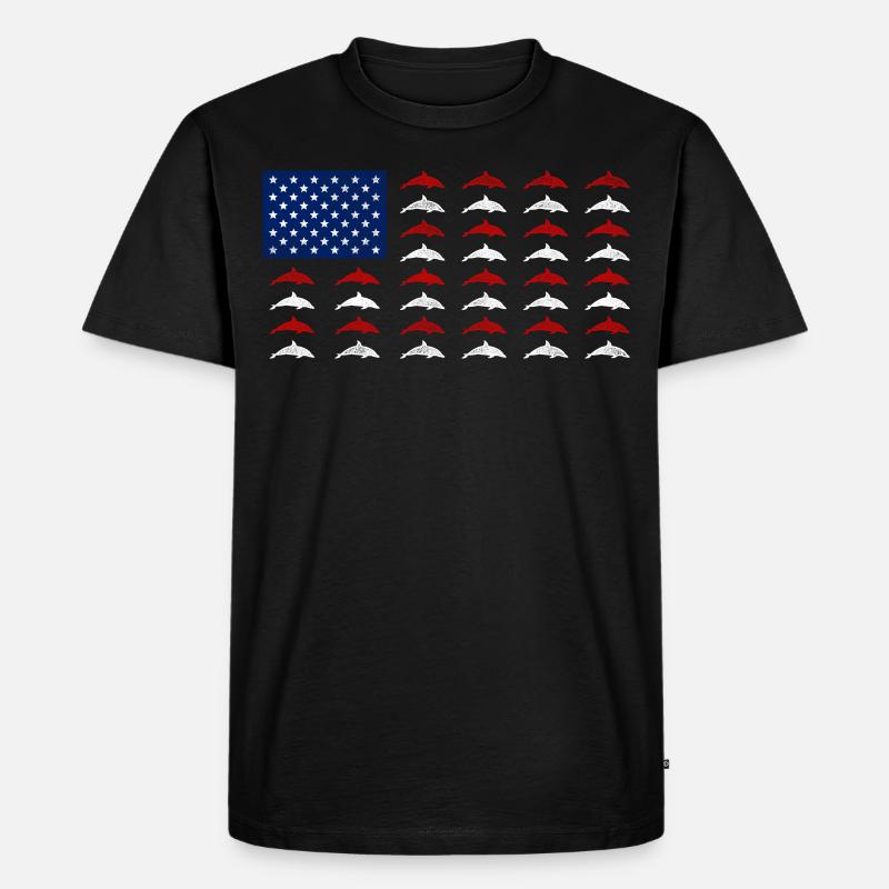 Dolphin American Flag - Männer Premium Bio T-Shirt - Schwarz