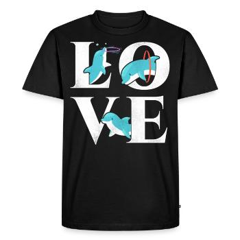 Dolphin Love - Men's Premium Organic T-Shirt - black - Front - Nico (187cm)