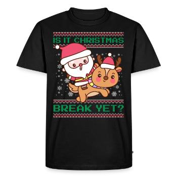 C’est déjà les vacances de Noël ? Père Noël professeur - T-shirt Premium bio Homme - noir - Devant - Nico (187cm)