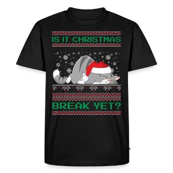 C'est déjà les vacances de Noël ? Chat fatigué pour professeur - T-shirt Premium bio Homme - noir - Devant - Nico (187cm)