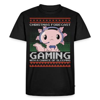 Prévisions de Noël drôles Gaming Axolotl Ugly Xmas - T-shirt Premium bio Homme - noir - Devant - Nico (187cm)