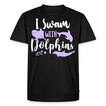 Dolphin I Swam With Dolphins - Men's Premium Organic T-Shirt - black - Front - Nico (187cm)