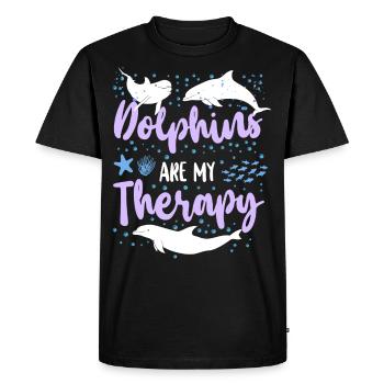 Dolphin Dolphins Are My Therapy - Men's Premium Organic T-Shirt - black - Front - Nico (187cm)