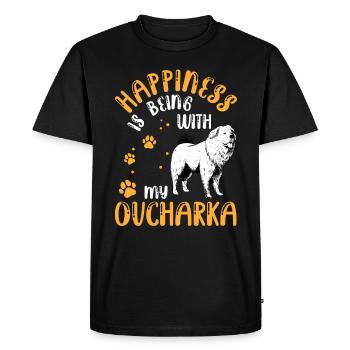 Ovcharka rend heureux le chien caucasien - T-shirt Premium bio Homme - noir - Devant - Nico (187cm)