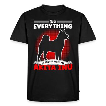 Mieux avec l’Akita Inu L’Akita Inu japonais - T-shirt Premium bio Homme - noir - Devant - Nico (187cm)