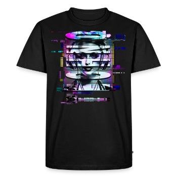 Glitch Techno Girl - Men's Premium Organic T-Shirt - black - Front - Nico (187cm)