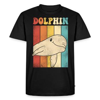 Dolphin Retro Vintage Dolphin - Men's Premium Organic T-Shirt - black - Front - Nico (187cm)