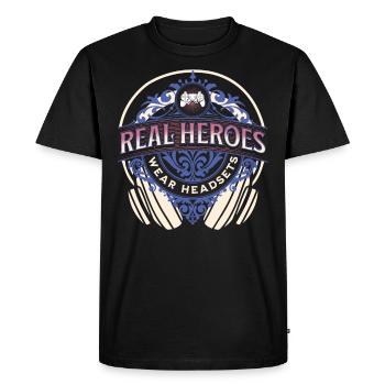 Real Heroes wear Headsets Funny Gamer Boys & Kids - Men's Premium Organic T-Shirt - black - Front - Nico (187cm)