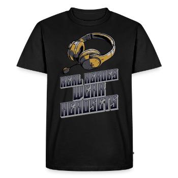 Real Heroes wear Headsets Funny Gamer Boys & Kids - Men's Premium Organic T-Shirt - black - Front - Nico (187cm)