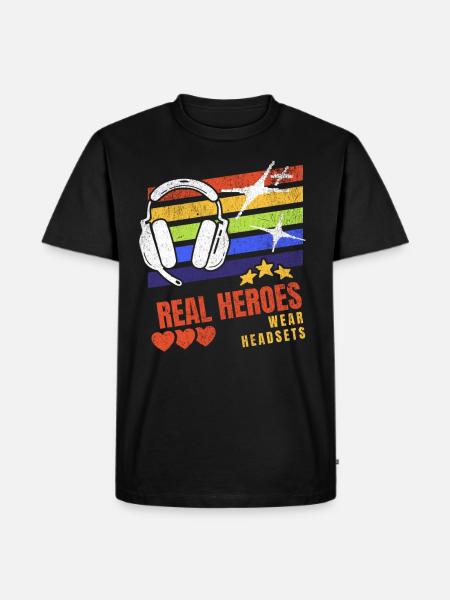 Real Heroes wear Headsets Funny Gamer Boys & Kids - Herre Premium økologisk T-shirt - sort