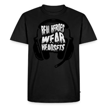 Real Heroes wear Headsets Funny Gamer Boys & Kids - Men's Premium Organic T-Shirt - black - Front - Nico (187cm)