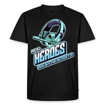 Real Heroes wear Headsets Funny Gamer Boys & Kids - Men's Premium Organic T-Shirt - black - Front - Nico (187cm)