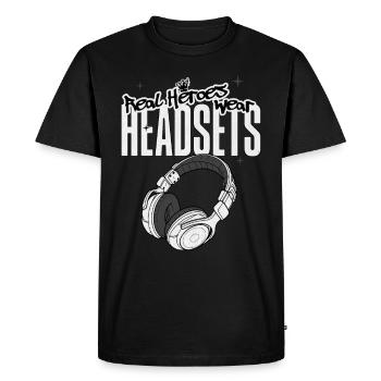 Real Heroes wear Headsets Funny Gamer Boys & Kids - Men's Premium Organic T-Shirt - black - Front - Nico (187cm)