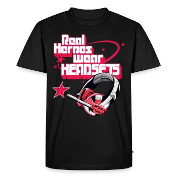 Real Heroes wear Headsets Funny Gamer Boys & Kids - Men's Premium Organic T-Shirt - black - Front - Nico (187cm)