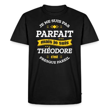 THÉODORE PARFAIT - PRENOM THÉODORE - T-shirt Premium bio Homme - noir - Devant - Nico (187cm)