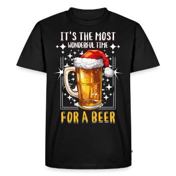 Christmas Beer Christmas Beer Cheers Funny Humor - Men's Premium Organic T-Shirt - black - Front - Nico (187cm)